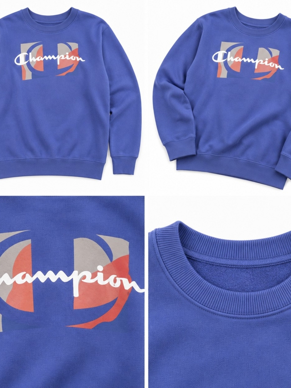 Champion Purple-Blue Crewneck Sweatshirt with Graphic Logo